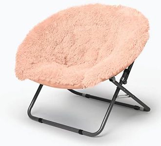 Urban Shop Mongolian Faux Fur Oversized Saucer Chair, Blush