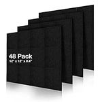 Fstop Labs Acoustic Foam Panels, 12" X 12" X 0.4" Acoustic Sound Absorbing Panel Tiles, Acoustic Panels, Absorption Insulation Treatment Used in Home & Offices (48 Pack, Black)