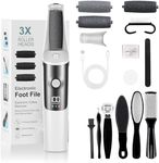 PKBD Electric Foot File for Hard Skin Remover Feet Callus Professional Pedicure Tool with Accessories Kit, 3 Speeds-Waterproof Ultra-Long Battery Life, Easy To Carry Foot Care Gift for Women&Men-White