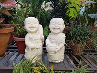 Wonderland Set of 2 Standing Monk Statues | Material Resin | Height 13 Inch | Buddha Statue, Monk Statue, Garden Statue, Outdoor Decor, Resin Decor | Feng Shui Items, Zen Garden