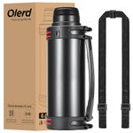 Olerd Large Thermosflask- 202oz Stainless Steel Insulated Bottle for Travel with BPA Free Cup - 6L Oversized Vacuum Insulated Thermoses with Handle and Strap for Hot & Cold Drinks(Black)