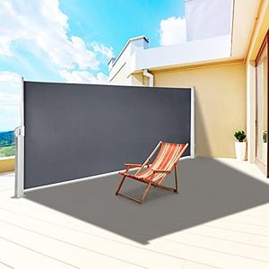 VEVOR Retractable Side Awning, UV 50 118" x 71" Retractable Patio Screen Waterproof, 280 g Thicken Folding Room Divider Wind Screen for Privacy, Garden, Outdoor, Patio and Terrace, Black