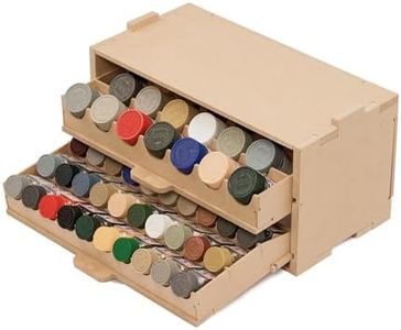 Bucasso Plastic Model Paint Rack Organizer, Paint Rack for 50 Paints, Pull-Out Paint Storage with MDF Material, Model Tools, Suitable for 10ml Tamiya/Mr.Hobby Paints and Miniature Paint Set GK8