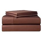 Pointehaven 500-Thread Count 100-Percent Egyptian Cotton Deep Fitted Queen Sheet Set, Chocolate