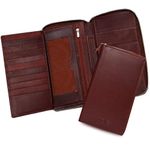 ABYS Genuine Leather RFID Blocking Wine Passport Holder with Metallic Zip Closure for Men and Women (GP01WN)