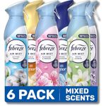 Febreze Air Mist Air Freshener Spray odour Eliminator Home & Office Fragrances - Mixed Scents - 185ml - Box of 6