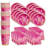 Pink and Gold Gymnastics Birthday Party Supplies Set Plates Napkins Cups Tableware Kit for 16