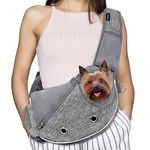 PetAmi Dog Sling Carrier for Small Dogs, Puppy Carrier Purse, Hands Free Cat Sling for Small & Medium Pet, Adjustable Crossbody Travel Bag, Reflective Trim, Poop Bag Dispenser, Max 5 lbs, Gray