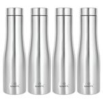 Speedex Silver Stainless Steel Water Bottle 1 Litre - 1000 ml | Steel Cap, Set of 4 | Ideal for Kids, Girls, Boys, School, Adults, Office, Gym