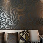 HANMERO Modern Minimalist Abstract Curves Glitter Non-woven 3D Wallpaper For Bedroom Living Room TV Backdrop Brown