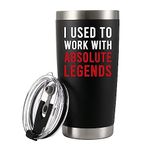 I Used to Work with Absolute Legend Vacuum Insulated Tumbler Farewell Going Away Gift for Coworker Retirement Gifts Goodbye Office Stainless Steel Removable Lid (Black, 20 oz)