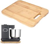 Nisorpa Food Processor Sliding Board 41 cm x 30 cm Bamboo Rolling Board Slider Glider with Handles Wheels and Rubber Feet on The Base Glider Effortless Moving Rolling Board for Home Kitchens