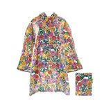 ECO CHIC Waterproof Foldable Adult Poncho Lightweight Reusable Raincoat with Hood (Peonies Beige)