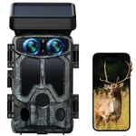 VOOPEAK Solar Powered WiFi Wildlife Camera, 4K 30FPS 60MP Trail Camera with Starlight Night Vision Dual Lens Activated IP66 Waterproof,0.1S Trigger Built-in Lithium Battery Rechargeable for Monitoring