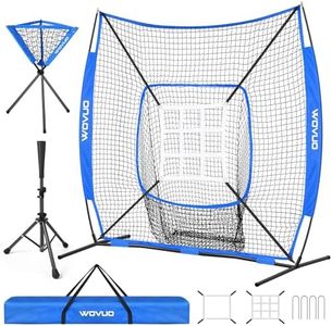 6x6 ft Baseball Net for Batting Pitching Hitting, Softball Pitching Net with Strike Zone, Tee, Ball Caddy, Softball Batting Net Baseball Training Equipment for Kids Adult Youth Sport Practice