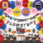 Friends TV Show Bridal Shower Decoration Kit, Hombae She Found Her Lobster Banner for Bachelorette Wedding Engagement Decorations Including Paper Fans Pom Poms Cutouts, Cake Cupcake Toppers, Balloons