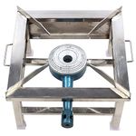 FUTUORNEO SS 18" Jumbo High Pressure Square Single Commercial Burner Gas Stove Bhatti with set of compatible attachments