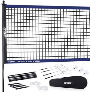 GSE Games & Sports Expert Recreational Badminton Complete Set, 4 Players Outdoor Sports Game Set with Portable Badminton Net, 4 Badminton Rackets, 3 Shuttlecocks & Carrying Bag