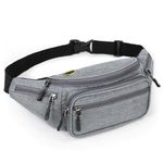 FATMUG Waist Pouch, Money Belt Pouch for Travel, Running, Jogging, Cycling, Hiking, Outdoor- Light Grey