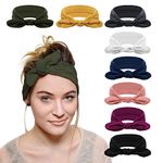 DRESHOW 8 Pack Headbands for Women Bow Knotted Hair Band Facial Cloth Rabbit Ears Running Sport Elastic Hair Wrap