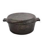 Rustik Craft - Vintage to Vogue Pre-Seasoned Heavy Duty Cast Iron Dutch Oven/Biriyani Pot with Lid Two in One Dutch Oven Casserole Pot with Skillet Lid for Home Cooking, Camping (4 Litres, Weight 8.9 kg )