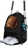 Youth Baseball Bag - Bat Backpack for Baseball, T-Ball & Softball Equipment & Gear, Bat & Glove Holder Gift, Large Main Compartment for Helmet & accessories, Separate Shoes Compartment, Fence Hook