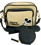 Disney Mickey Mouse Backpack Beige Crossbody Side Travel Bag Coin Purse (Beige Crossbody Bag)