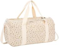 Duffle Bag for Gym Sports Women Girls Workout Travel Bag Weekender with Shoe Compartment and Wet Pocket, Corduroy-floral beige, L, Duffle Bag