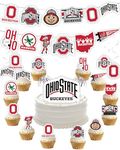 Ohio State Party Supplies (42 Pieces) Ohio State University Graduation, Tailgating, Birthday Party Decorations with OSU Buckeyes Banner and Ohio State Cupcake Toppers Decorations (Ohio State Buckeyes)