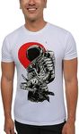 INTO THE AM Astro Samurai Graphic Tee for Men - Short Sleeve Design T-Shirts (White, X-Large)