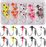 Fishing Jig Head Hooks,20pcs Fishing Lure Bass Crappie Jig Head with Eyes Ball Spinner Blade Spin Jig Hook for Bass Trout Walley 1/16oz 1/8oz 3/16oz (1/8oz - 20pcs)