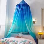 Bed Canopy for Kids, Printed Hanging Canopy for Baby Brib Kids Bed Room Decor Reading Nook Indoor Outdoor Playing Castle (Gradient Blue)