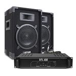 MAX 8" Passive DJ Speakers Pair with SPL400 Amplifier - High Power Professional Sound System for DJs, Bands, Parties - Durable, Clear Audio, Easy Setup - Ideal for Indoor & Outdoor Events