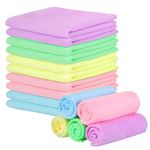 Hestya 50 Pcs Microfiber Face Cloths Face Washcloth Soft Face Towel Fast Drying Reusable Absorbent Face Cleansing Cloth for Baby Kids Adult Spa Sport Beauty, 5 Colors (25 x 25 cm)