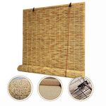 Hand-Woven Natural Reed Curtain,Retro Waterproof Bamboo Roller Blinds for Windows,Cover Roman Blinds Roll Up Shades,Custom-Made Straw Blinds,for Indoor/Outdoor/Balcony,60x200cm/23.5x79in