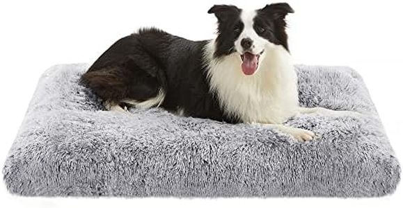 Feandrea Large Dog Bed, Fluffy Anti Anxiety Dog Crate Mattress, Calming Pet Beds, Washable Dog Pillow Cushion, Plush Dog Mat with Anti-Slip Bottom, 110 x 73 cm, Light Grey PGW203G01