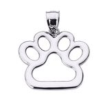 Polished 10k White Gold Dog Paw Print Charm Pendant