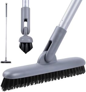 DSV Standard Grout Scrub Brush with Long Handle, 50'' Tile Grout Scrubber, V-Shape Crevice Cleaning Brush for Hard to Reach Areas, 180° Rotation Grout Cleaner for Tile Floors, Baseboards and Corners