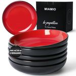 MIAMIO – 6 x Plate/Dinner Plate Set Stoneware Ceramic Tableware Set - Le Papillon Collection (Red, 22 cm)