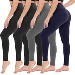CAMPSNAIL 4 Pack Leggings with Pockets for Women - High Waisted Soft Tummy Control Slimming Black Yoga Pants Workout Running Black/Black/Dark Grey/Navy Large-X-Large
