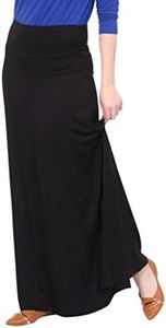 Kosher Casual Long Maxi Skirt with Fold Over Waist for Girls Kids Medium Black