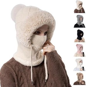 2026 Upgrade 3 in 1 Beanie Hat for Women, Windproof Knitted 3 in 1Beanie Hat with Scarf and Mask for Women Fall Winter (Beige)
