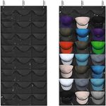 Baseball Hat Rack, 24 Pocket Over The Door Cap Organizer with Clear Deep Pockets to Display Baseball Caps Collection, Complete with 3 Over Door Hooks (Black)