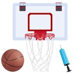 Yaheetech Basketball Hoop Wall Mounted Mini Basketball Backboard Hoop Set Indoor Game Sports with Pump and Ball Over Home/Office/Bedroom Doors