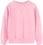 Spring&Gege Youth Basic Sport Crewneck Pullover Sweatshirts for Boys and Girls Pink Size 5-6 Years