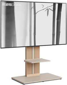 FITUEYES Design Wood TV Mount Stand Swivel for 55-88 inch TV Screens, Nordic Style Tall TV Floor Stand for Home Decor, Reinforced Base, Open Shelf and Hidden Back Storage, Zen Series