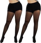 Ms.Myland Women's Plus Size Pantyhose Sheer Stocking Control Top Tights High Waist Ultra-Soft Panty Hose, 1/2 Pairs, 200d-plus 2*black, Medium-Large