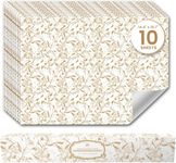 Sandalwood Scented Drawer Liners (10 Large Sheets, 50cm x 36.5cm) - Non Adhesive Drawer Fresheners & Lining Paper for Drawers, Bedroom & Wardrobe Shelves - Drawer Liners Scented for Clothes