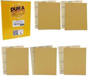 Dura-Gold Premium 9" x 11" Gold Sandpaper, 2 Each 80, 120, 150, 220, 320 Grit Sanding Sheets, 10 Total - Wood Woodworking, Automotive, Cut Use 1/4, 1/3, 1/2 Sheet Finishing Sanders, Hand Sanding Block