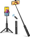 Mobilife Selfie Stick with Tripod Stand Rechargeable Bluetooth Remote Selfie Stick for Mobile Phone Portable Premium Selfie Tripod for iPhone Vlogging Travel,Black